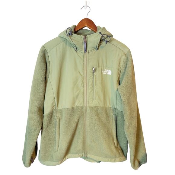 The North Face Denali Fleece Green Hooded Jacket Large - Picture 1 of 7